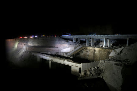 A general view show the location of the accident where people, mainly schoolchildren and teachers, were killed on Thursday in a flash flood near the Dead Sea, Jordan October 25, 2018. REUTERS/Muhammad Hamed