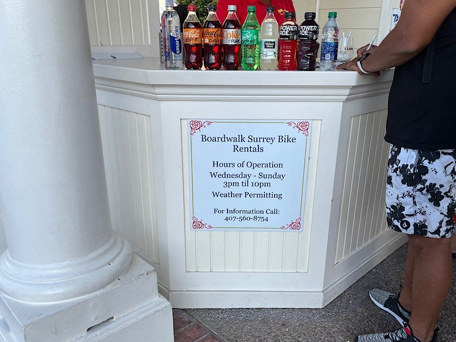 Beverages for sale on counter.