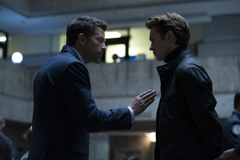 Misha Collins, left, and Oscar Morgan in ‘Gotham Knights’ (The CW)