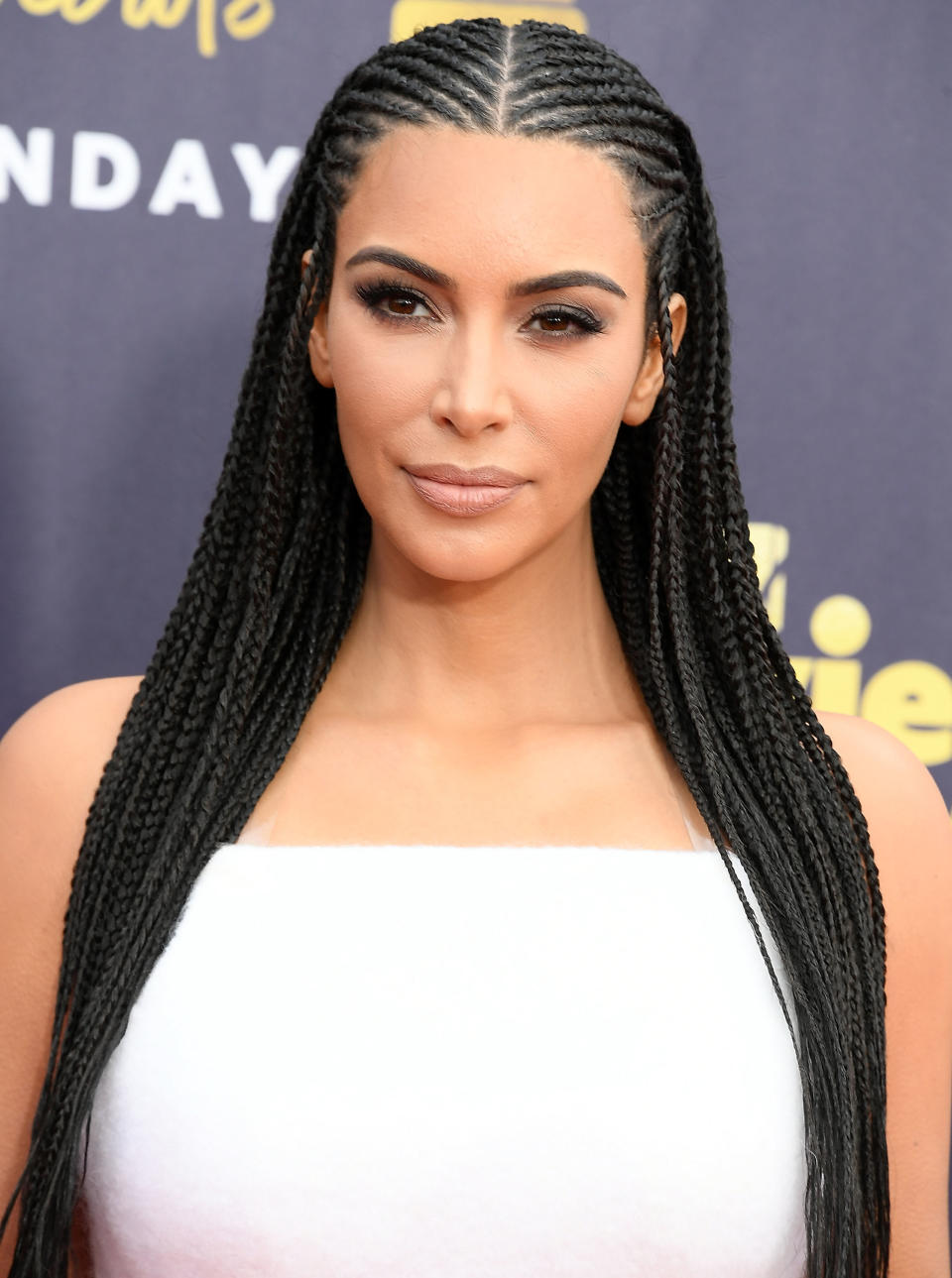 People aren’t happy about Kim Kardashian’s cornrows. (Photo: Steve Granitz/WireImage)