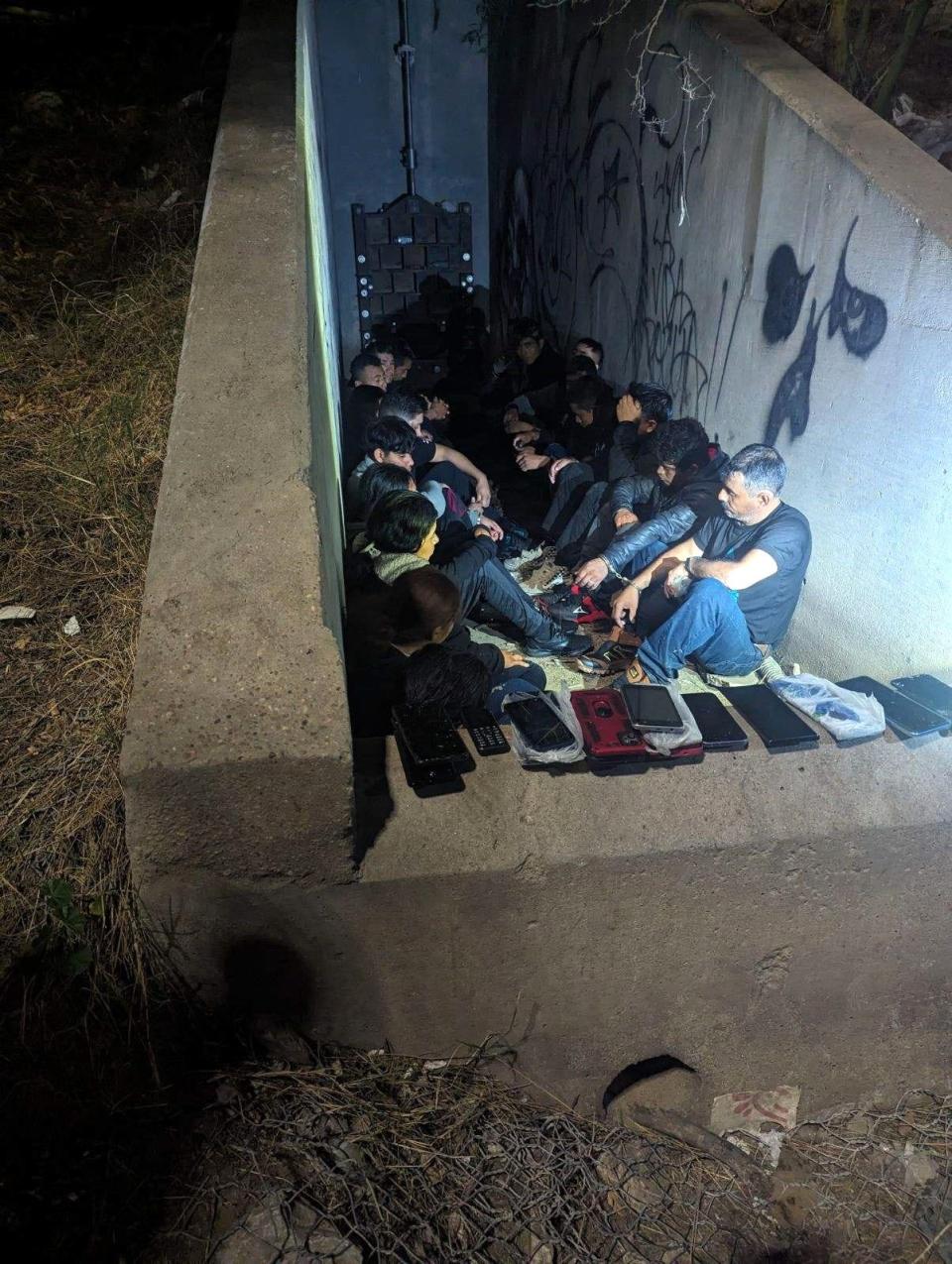 U.S. Border Patrol agents arrested a group of undocumented migrants found inside storm drain tunnels during a border-crossing attempt in South El Paso on Wednesday, Jan. 31, 2024.