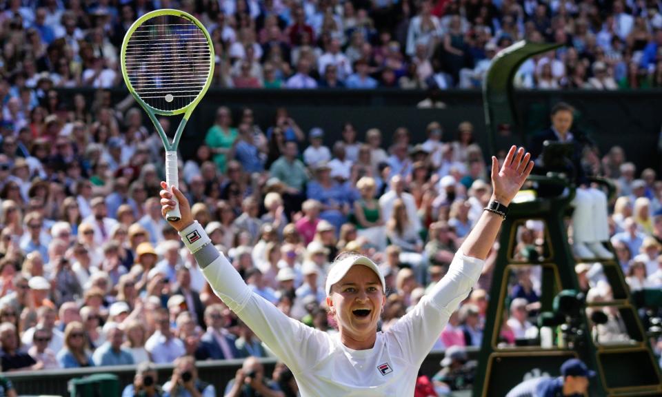 <span>Barbora Krejcikova wins her second grand slam singles title with victory at Wimbledon.</span><span>Photograph: Kirsty Wigglesworth/AP</span>