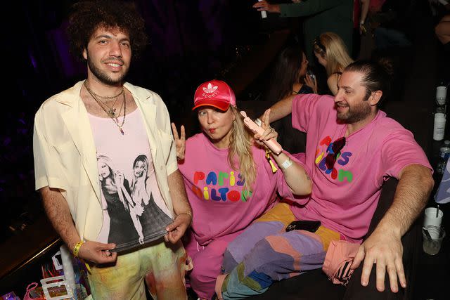 <p>Chelsea Lauren/Shutterstock</p> Benny Blanco with Sia and her husband Dan Bernad in Los Angeles in June 2023