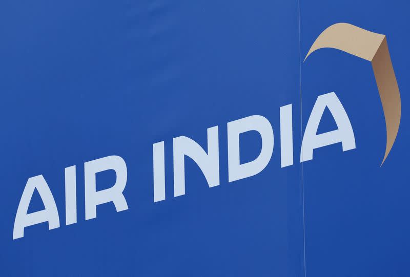 FILE PHOTO: Branding for Air India is seen on an exhibitor chalet at Farnborough International Airshow, in Farnborough