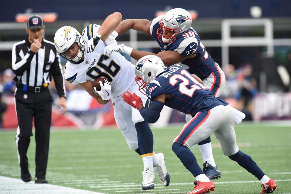 TE Hunter Henry (86), formerly of the Chargers, is joining the Patriots.