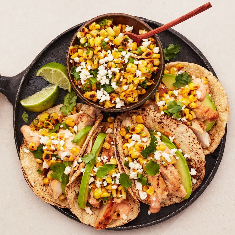 mexican street corn grilled chicken tacos