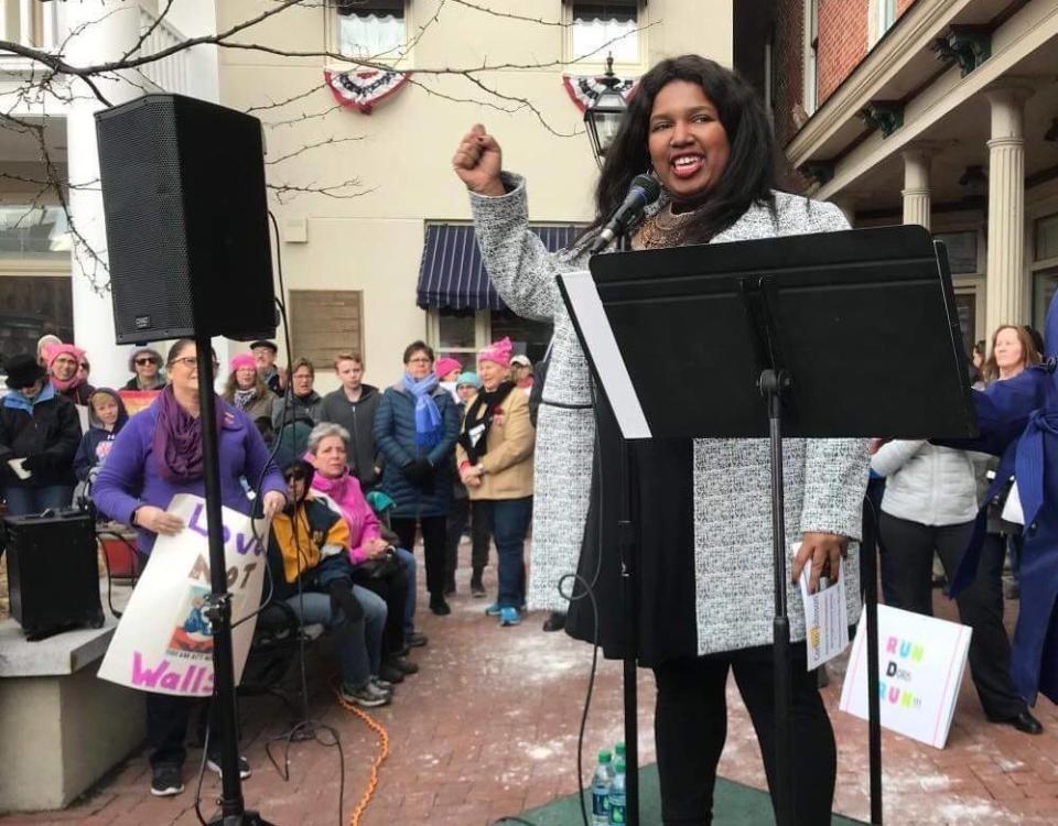 Shavonnia Corbin-Johnson speaks at a local Women's March on Jan. 22, 2018. (Photo: Shavonnia Corbin-Johnson)