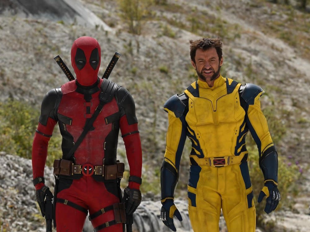 Kann das gutgehen? Großmaul Deadpool (Ryan Reynolds) trifft im Juli auf Miesepeter-Mutant Wolverine (Hugh Jackman). (Bild: Disney/Marvel Studios)