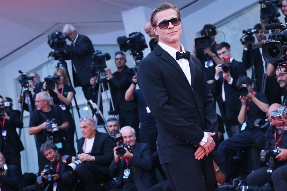 Brad Pitt attends the "Blonde" red carpet at the 79th Venice International Film Festival