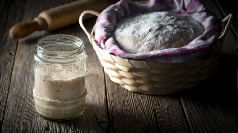 sourdough starter and loaf