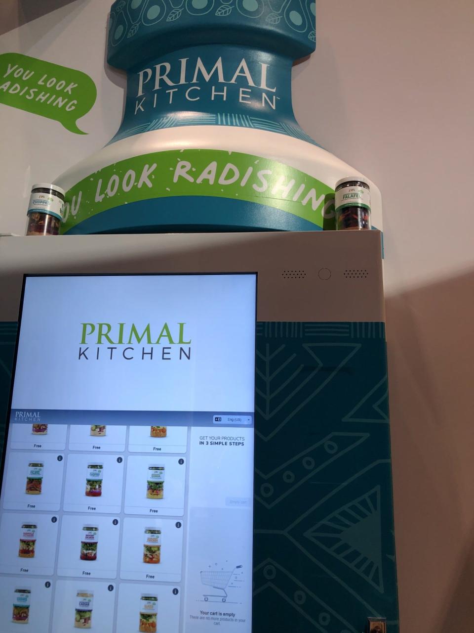 Primal Kitchen salad vending machine.