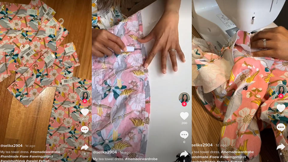 Selika shared a video of the dress in progress. Photo: TikTok/selika2904.