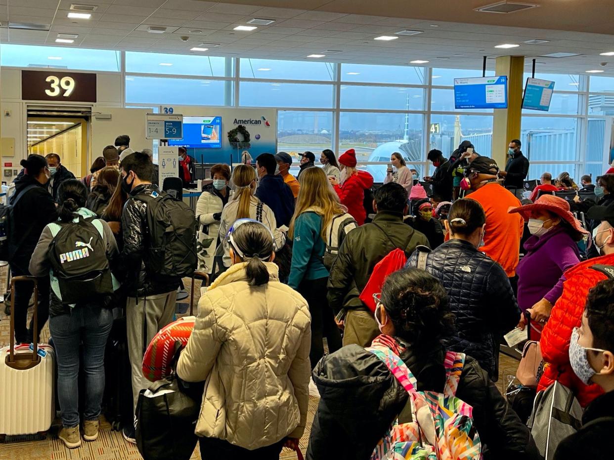 Crowded airport gate