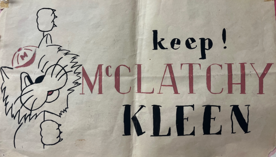 A school poster created by Sacramento artist Mel Ramos while he was a student at C.K. McClatchy High School in Sacramento shows his early skills in typography.