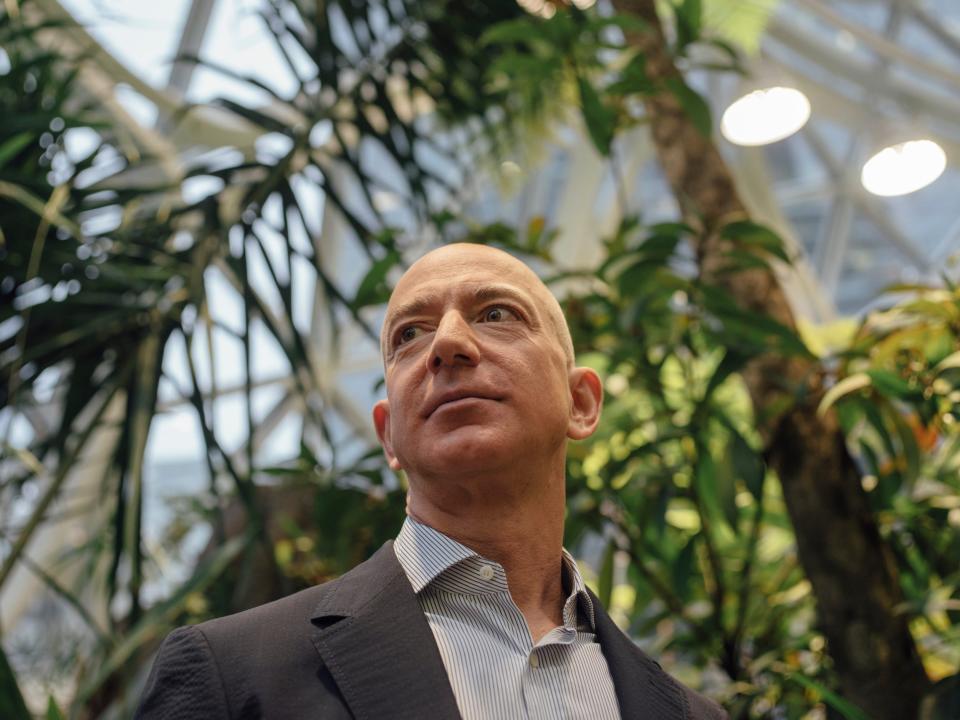 Jeff Bezos inside Amazon's Spheres at its Seattle headquarters