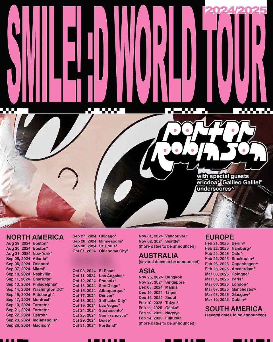 porter robinson tour dates 2024 2025 poster SMILE! :D new album