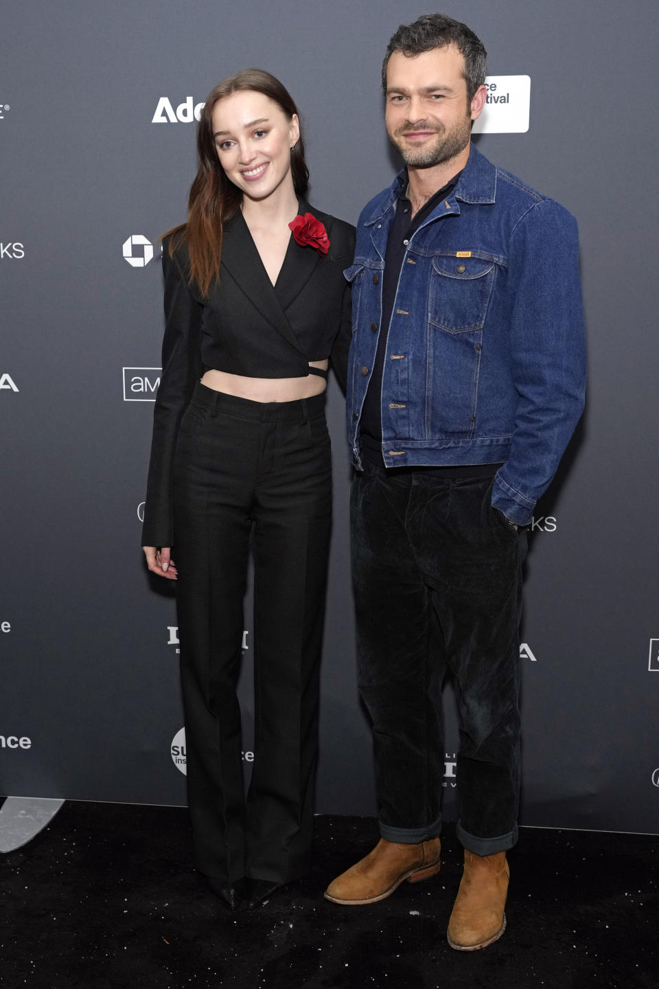 Phoebe Dynevor and Alden Ehrenreich attend the premiere of "Fair Play" at the Library Center Theatre during the 2023 Sundance Film Festival on Friday, Jan. 20, 2023, in Park City, Utah. (Photo by Charles Sykes/Invision/AP)