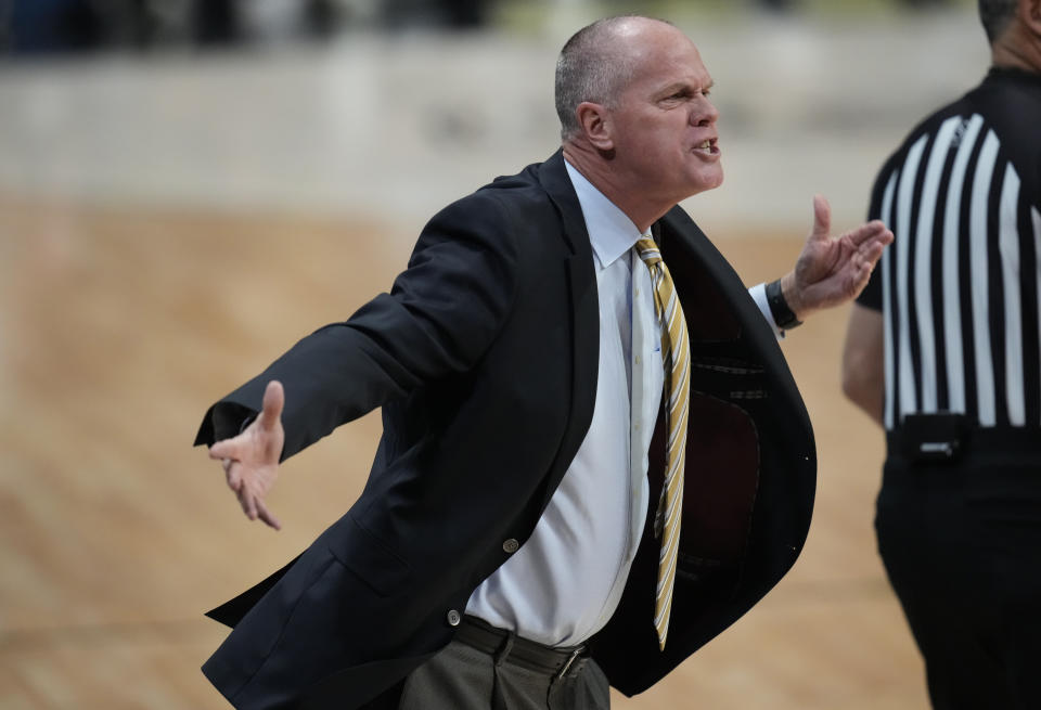 Colorado head coach Tad Boyle directs his team against Arizona State in the first half of an NCAA college basketball game Thursday, Dec. 1, 2022, in Boulder, Colo. (AP Photo/David Zalubowski)