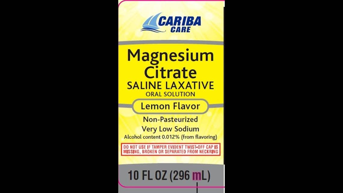 Cariba Care Magnesium Citrate laxative, lemon flavor, distributed out of Safety Harbor, Florida