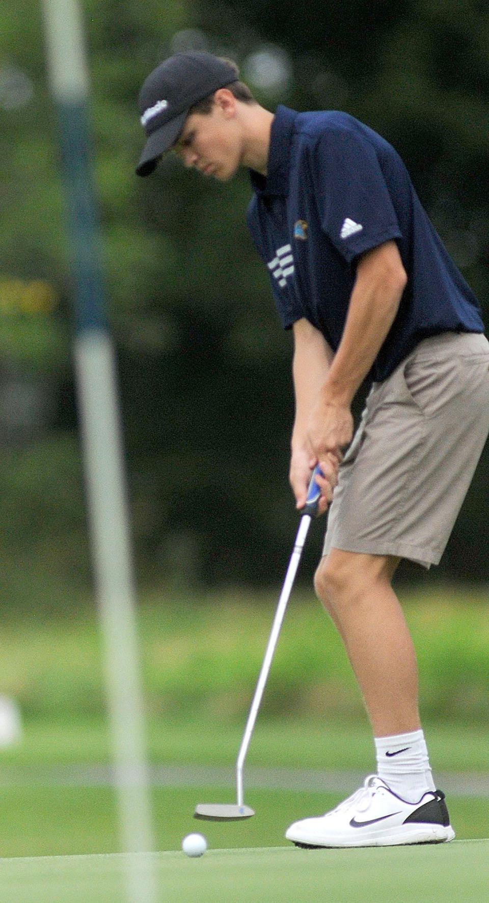 Ty Lantz of Hillsdale during the Simonson Golf Invitational at Brookside Golf Course Thursday, August 4, 2022.