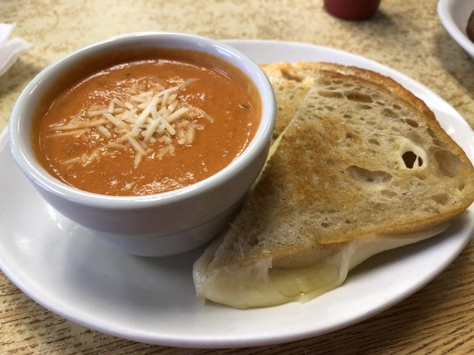 Tomato soup and grilled cheese at the Early Bird Diner