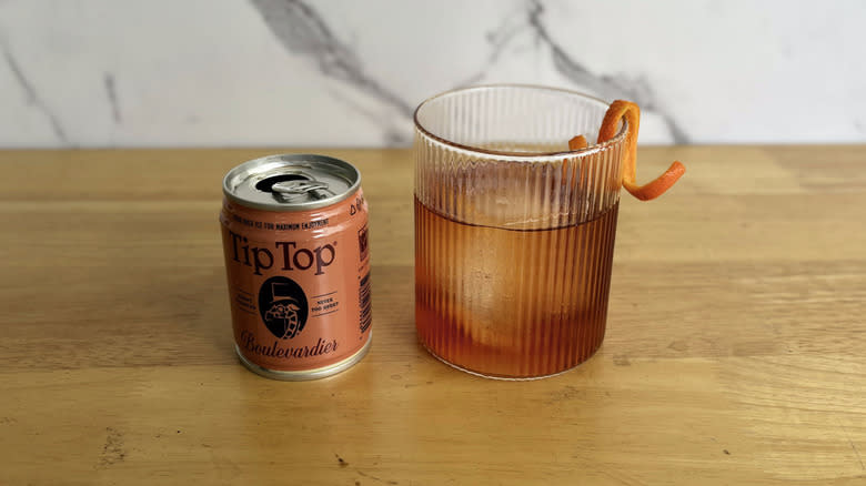 canned Boulevardier cocktail