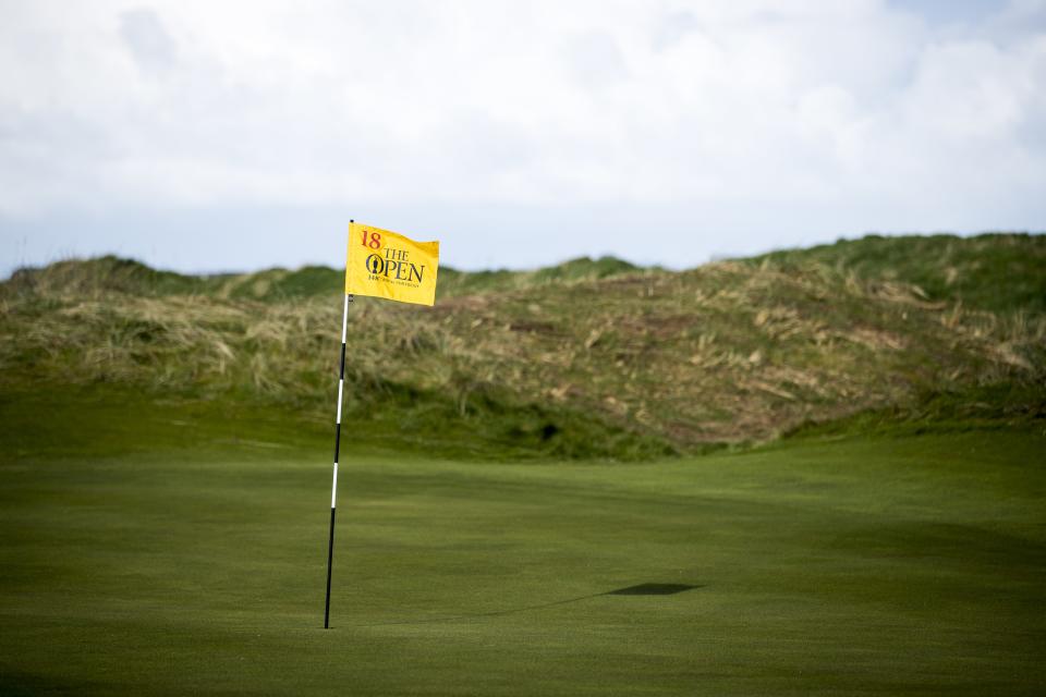 A general view of the view of the 18th hole flag at Royal Portrush Golf Club, Northern Ireland. (Photo by Liam McBurney/PA Images via Getty Images)