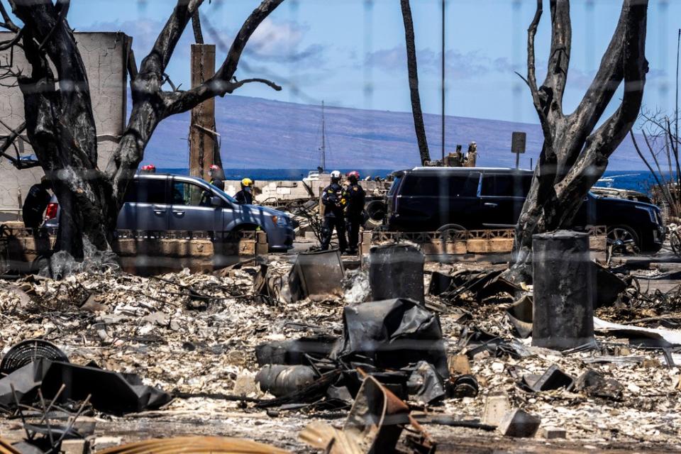 夏威夷茂宜島拉海納鎮被野火肆虐後的慘況。美聯社