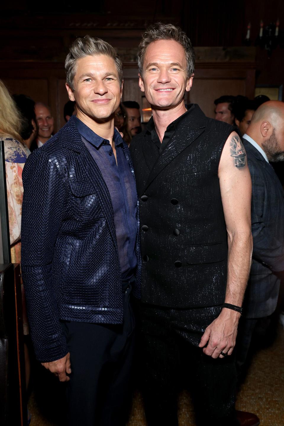 David Burtka and Neil Patrick Harris attend the after party for the premiere of Uncoupled S1 presented by Netflix at The Oak Room on July 26, 2022 in New York City.