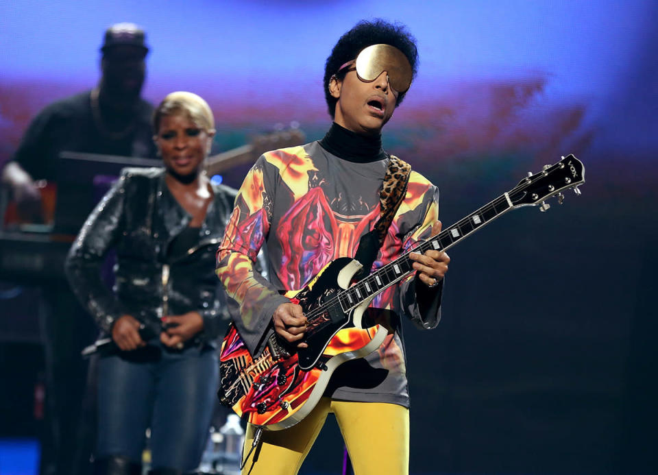 Prince performs onstage during the 2012 iHeartRadio Music Festival at the MGM Grand Garden Arena on September 22, 2012 in Las Vegas, Nevada.  