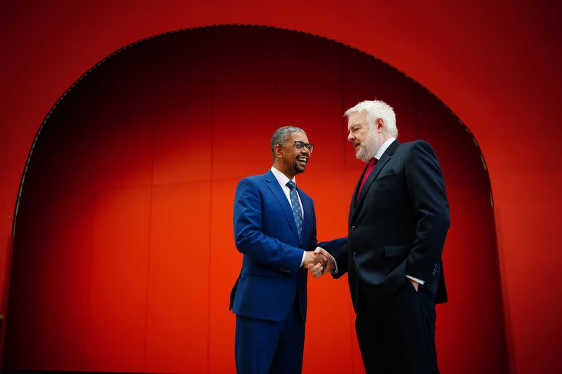 Vaughan Gething talks to former first minister of Wales, Carwyn Jones, in the moments after he was elected -Credit:PA