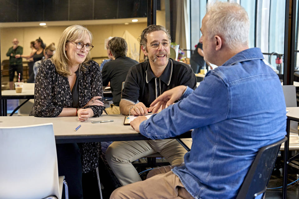 (L-R Jenna Russell and Andy Nyman with Dominic Cooke