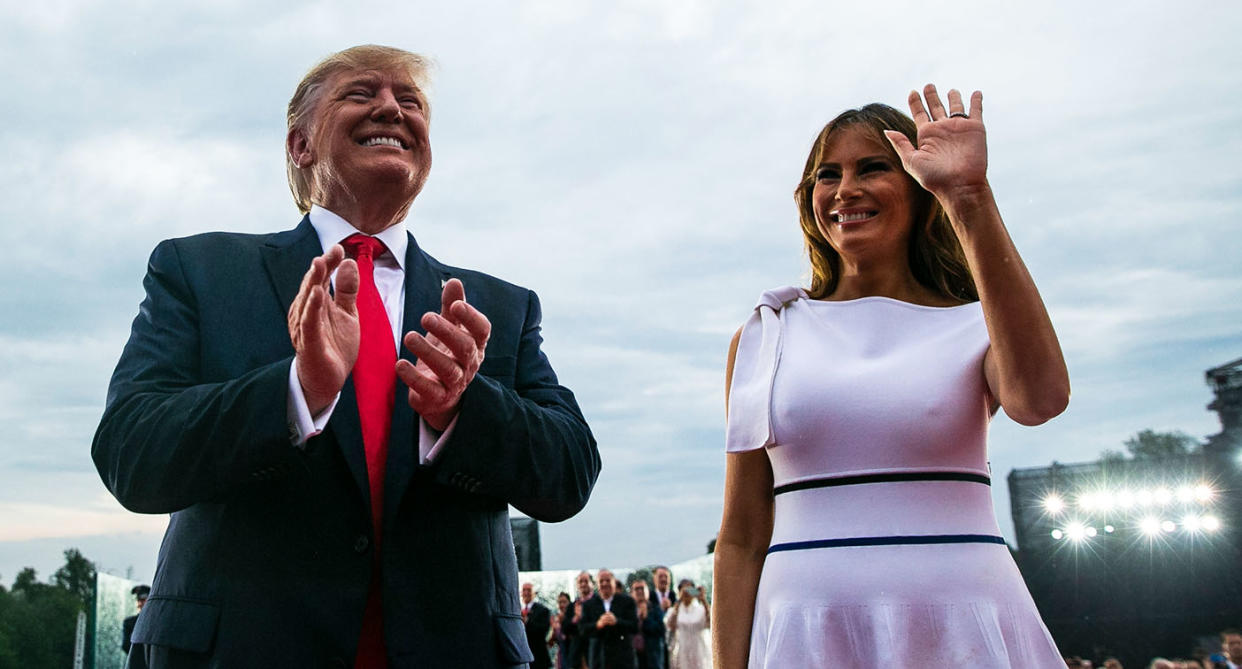 People are criticising Melania Trump for her wardrobe faux pas at the Fourth of July parade. [Photo: PA]