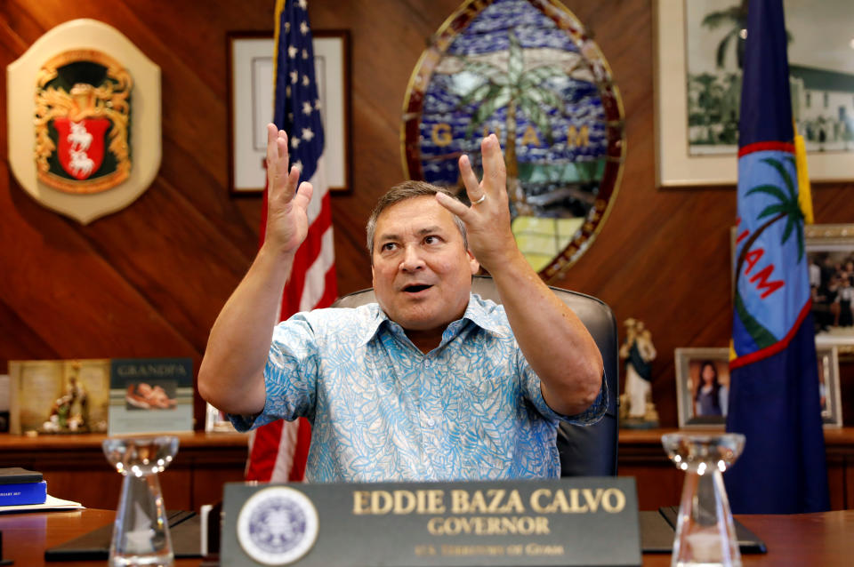 <p>Guam Governor Eddie Calvo speaks during an interview with Reuters at the government complex on the island of Guam, a U.S. Pacific Territory, August 10, 2017. (Erik De Castro/Reuters) </p>