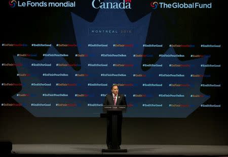 Swedish Prime Minister Stefan Lofven makes closing remarks to the Fifth Replenishment Conference of the Global Fund to Fight AIDS, Tuberculosis, and Malaria in Montreal, Quebec, Canada September 17, 2016. REUTERS/Christinne Muschi