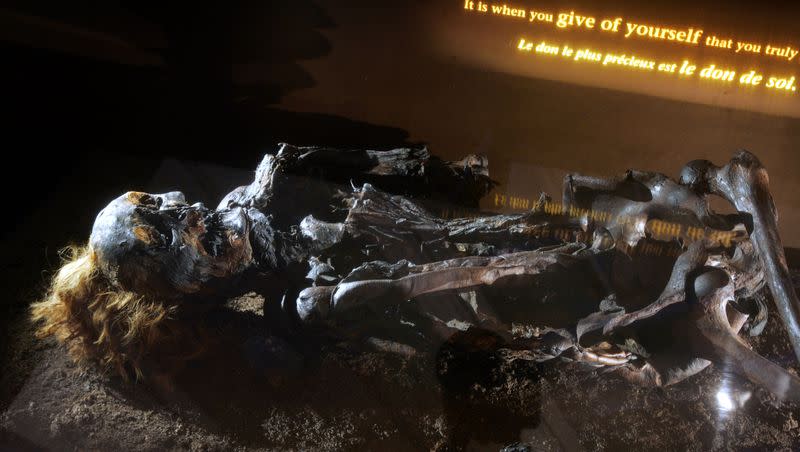 This bog mummy called “Red Franz,” pictured July 6, 2005, is part of the exhibit, “The Mysterious Bog People,’’ at the Carnegie Museum of Natural History in Pittsburgh, PA. Police in Northern Ireland recently discovered a different bog body.