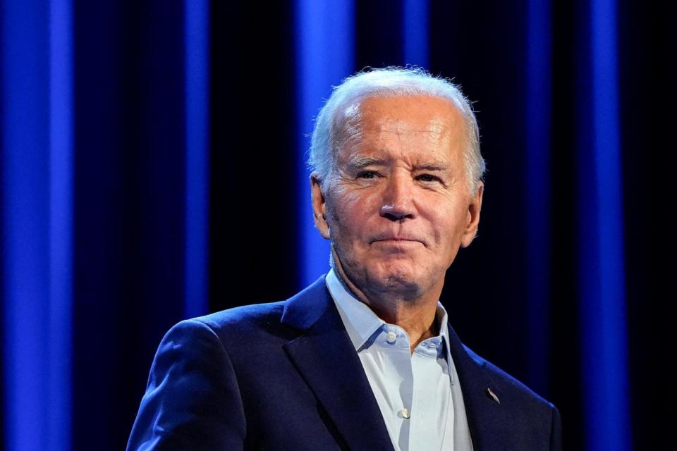PHOTO: President Joe Biden participates in a discussion during a campaign fundraising event at Radio City Music Hall in New York, on March 28, 2024.  (Elizabeth Frantz/Reuters)