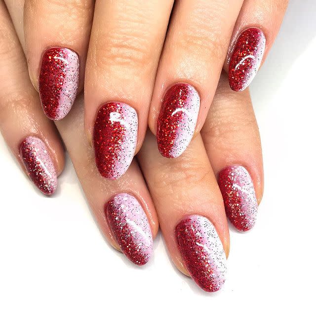 <p>When in doubt, go ombré. Mix red and white together for a striking color combo and add some glitter for a finishing touch.</p><p><strong>Try: NCLA</strong> Nail Polish in Rush Hour, $16, <a href="https://www.thedetoxmarket.com/products/rush-hour" rel="nofollow noopener" target="_blank" data-ylk="slk:thedetoxmarket.com;elm:context_link;itc:0;sec:content-canvas" class="link ">thedetoxmarket.com</a>. <a class="link " href="https://go.redirectingat.com?id=74968X1596630&url=https%3A%2F%2Fwww.thedetoxmarket.com%2Fproducts%2Frush-hour&sref=https%3A%2F%2Fwww.harpersbazaar.com%2Fbeauty%2Fnails%2Fg8274%2Fred-nail-design-ideas%2F" rel="nofollow noopener" target="_blank" data-ylk="slk:SHOP;elm:context_link;itc:0;sec:content-canvas">SHOP</a></p><p><a href="https://www.instagram.com/p/Bq7iPTBg7pU/" rel="nofollow noopener" target="_blank" data-ylk="slk:See the original post on Instagram;elm:context_link;itc:0;sec:content-canvas" class="link ">See the original post on Instagram</a></p>
