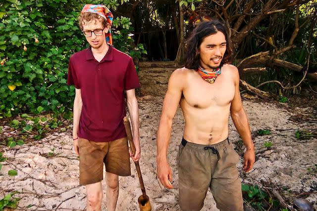 <p>CBS</p> Drew Basile and Austin Li Coon on 'Survivor 45'