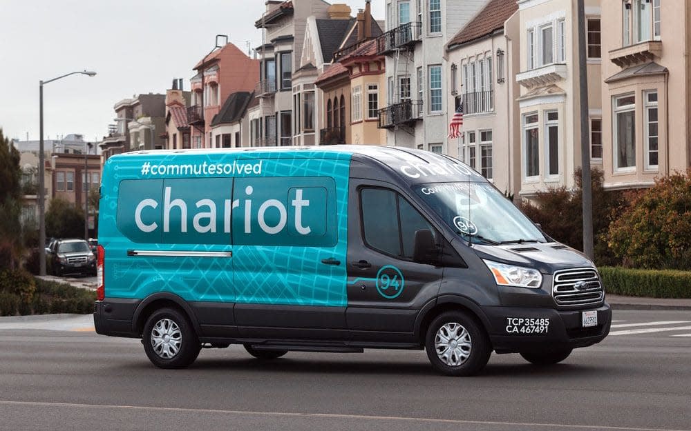 One of Ford's Chariot shuttle buses, which were designed to compete with the likes of Uber