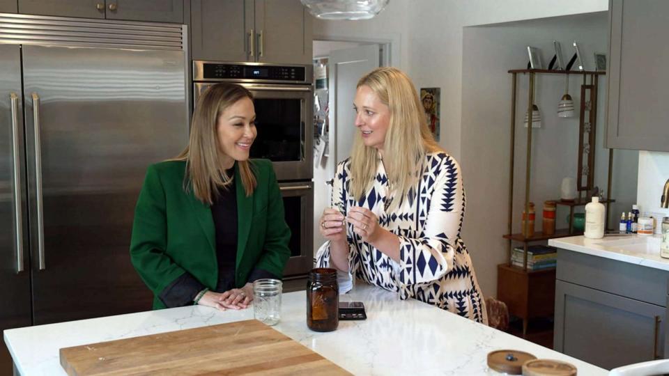 PHOTO: ABC News' Eva Pilgrim, left, speaks with Tracey Tee in Tee's Colorado home. (ABC News)