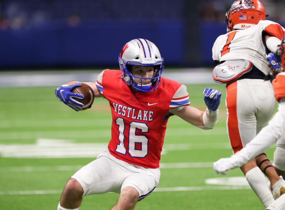 Former Westlake wide receiver Jackson Coker, who was a close friend of current Texas safety Michael Taaffe, died in a 2021 car accident. Taaffe, who wore No. 36 his first two years at Texas, switched to No. 16 this season to honor his old friend. "When I wear No. 16, I gotta go all out on that field," Taaffe said.