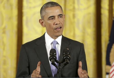 U.S. President Barack Obama speaks about a nuclear deal with Iran during a news conference in the East Room of the White House in Washington July 15, 2015. REUTERS/Joshua Roberts