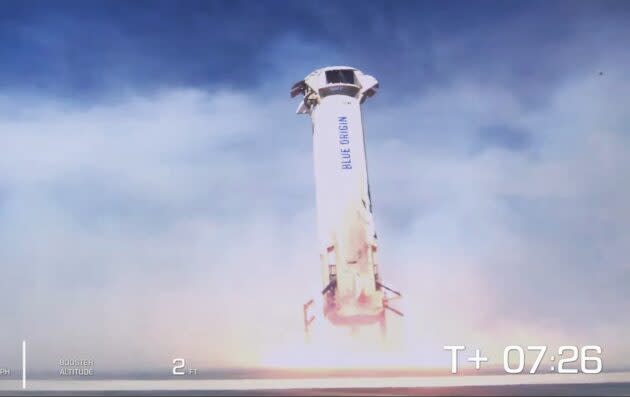 Touchdown of Blue Origin New Shepard booster