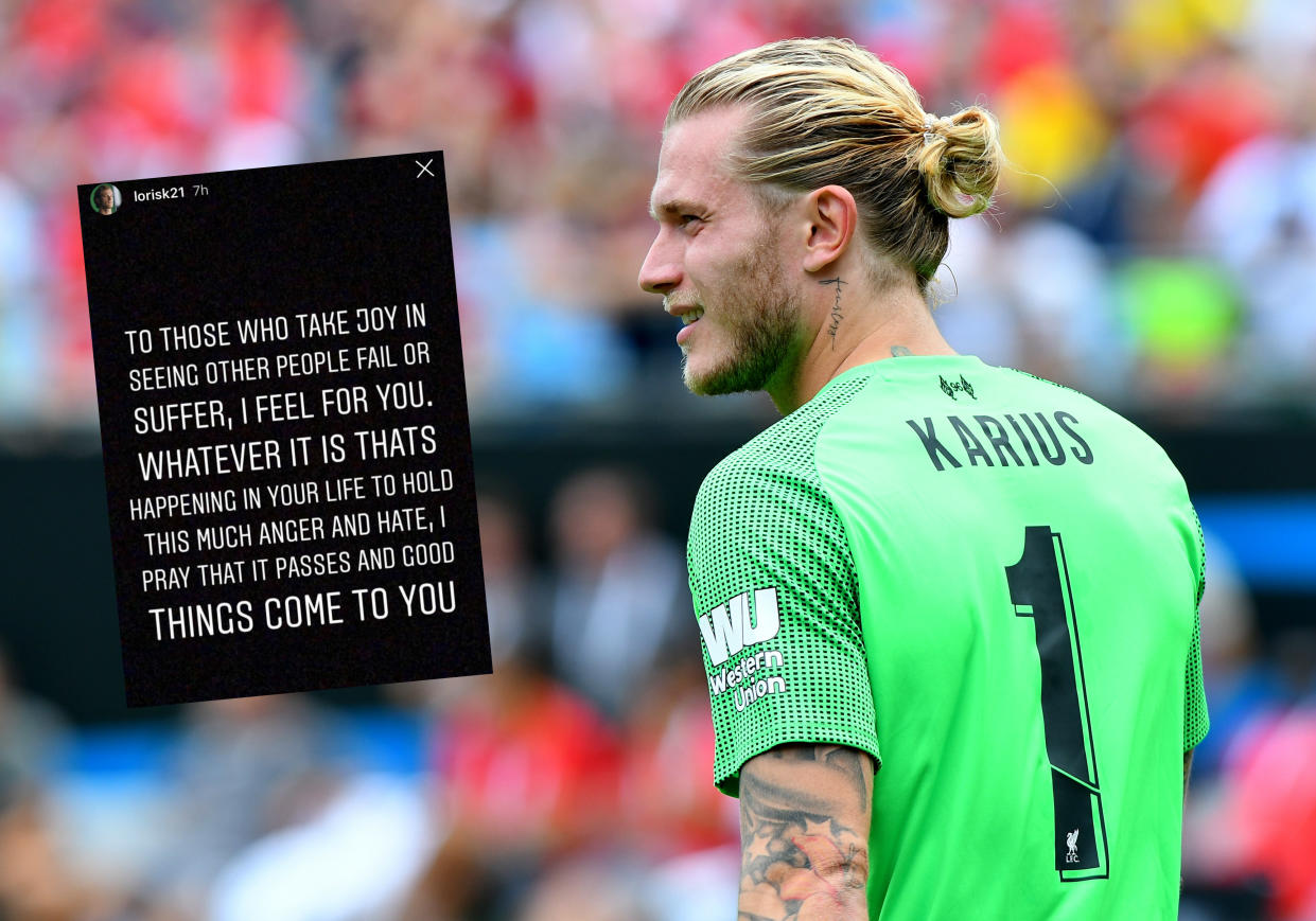 Loris Karius, portero del Liverpool, y su mensaje via redes sociales. || Foto: Getty