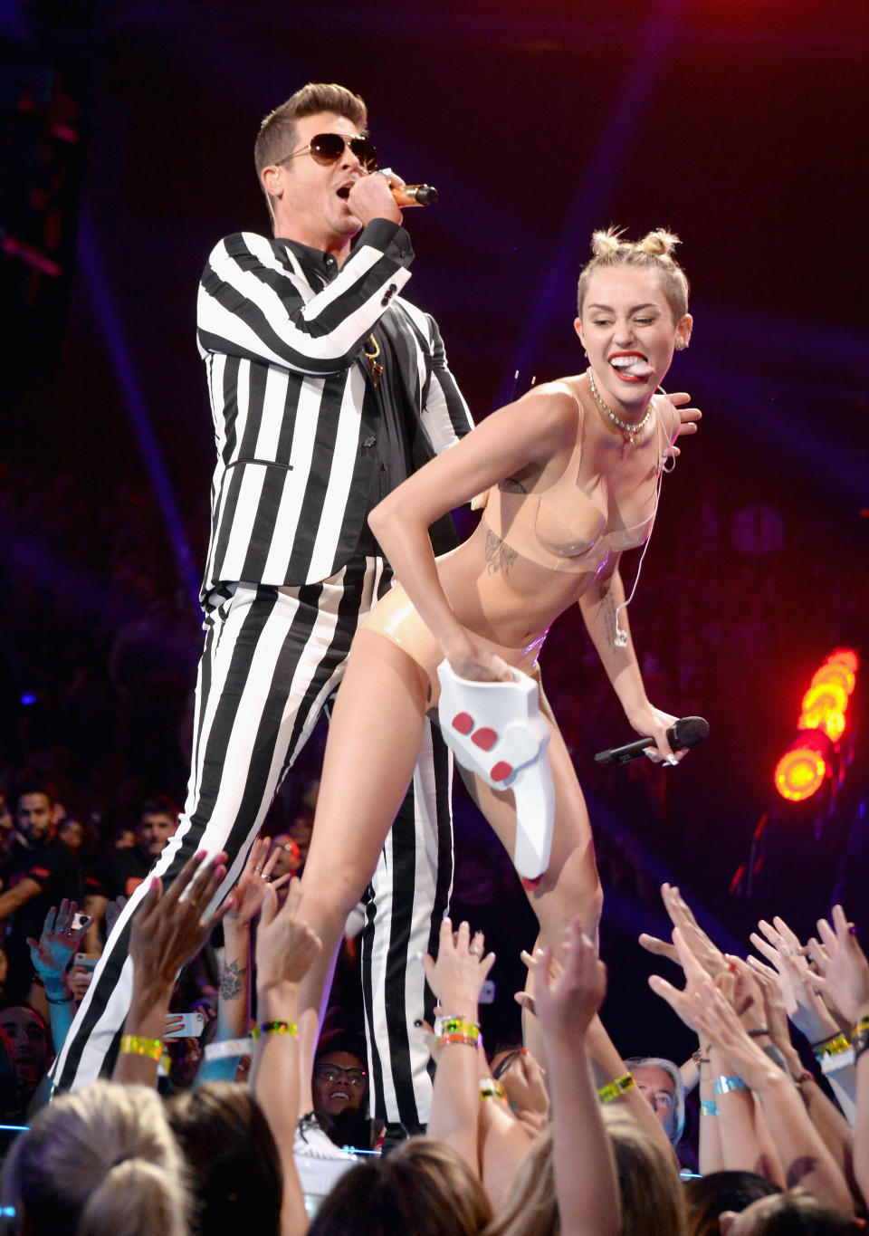 Who can forget Miley Cyrus’ iconic VMAs moment in 2013? She was dressed in nothing more than Atsuko Kudo lingerie