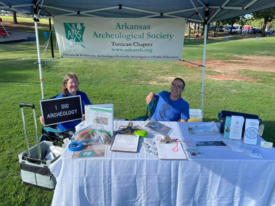 Hope and Don Bragg, pictured in August 2022, recruiting for their local chapter of the Arkansas Archeological Society at "Our Festival" in Monticello, Arkansas.
