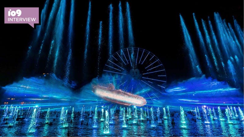 Millennium Falcon soars over the water in World of Color One