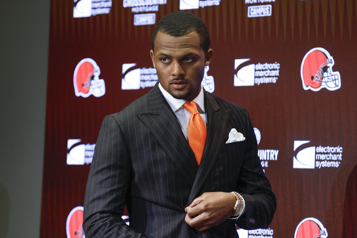 We could be nearing a decision on a potential NFL suspension for Deshaun Watson. (AP Photo/Ron Schwane, File)