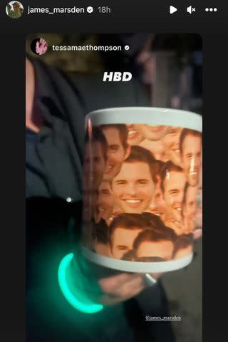 <p>James Marsden/ Instagram</p> A mug featuring a collage of James Marsden's face